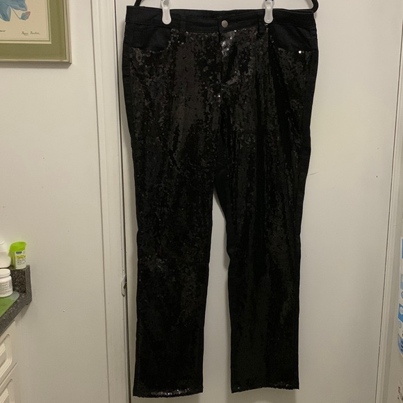 Venus Black Sequinned Jeans - Picture 1 of 7
